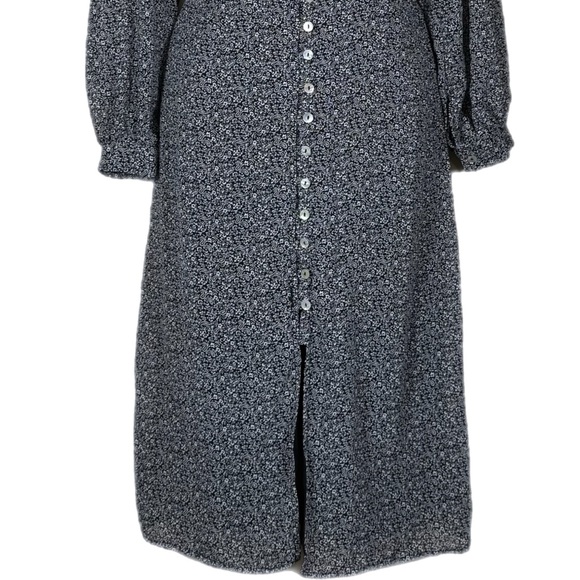 90’s Y2K Style Button Front Paisley Dark Floral Midi Dress S Goth Grunge Black - Picture 4 of 9